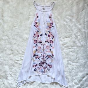 O’Neill Colorful Floral Print/Embroidery White Top